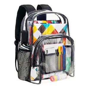 Mochila transparente de PVC resistente con logotipo personalizado al por mayor, mochila escolar transparente con múltiples bolsillos - Product Image 1