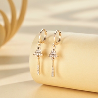Pendientes de Cadena de Acero Inoxidable con Baño de Oro de 14K, Joyería de Moda Simple, Regalo para Festividades, para Mujer