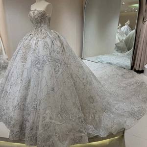 Robes de mariée pour femmes DW0197 Royal Boat Neck Crystal Party Rhinestone - Product Image 2