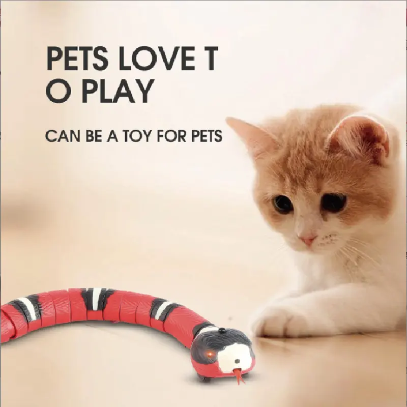 Simulazione elettrica serpente giocattolo elettronico per gatti lanciatore di palline pieghevole cane battito cardiaco calmante trattare pulsante Dispenser