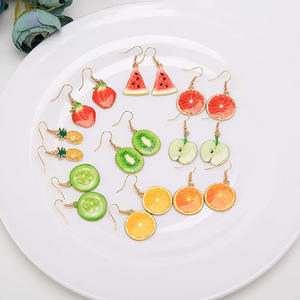 Pendientes de comida <span class=keywords><strong>Kiwi</strong></span> y sandía para mujer, aretes divertidos, Kawaii, limón, fruta, novedad - Product Image 3