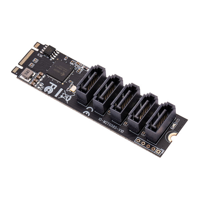 IOCREST M.2 (PCIe 3.0) to 5 Ports for III 6G SSD Adapter with UEFI Support PCIe Gen3x2 Non-RAID JMB585 Chip in Stock