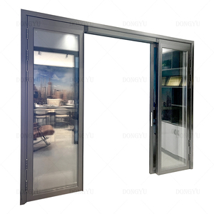DONGYU a quattro pannelli in alluminio PD/PT porta a battente pieghevole a <span class=keywords><strong>doppia</strong></span> <span class=keywords><strong>anta</strong></span> moderna porta d'ingresso anteriore esterna esterna porta scorrevole - Product Image 4