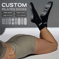 Chaussettes de Pilates professionnelles à marque privée Bilu, vente chaude, logo personnalisé, antidérapantes, pour femmes, avec motif dessin animé, en tricot, pour le yoga