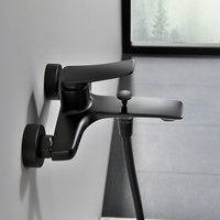 Robinet de baignoire mural noir mat mitigeur de bain-douche