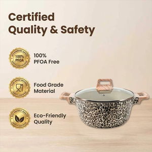 Ensemble de 6 casseroles et poêles en céramique antiadhésives en aluminium moulé sous pression à imprimé léopard, sans PFOA, personnalisable OEM, vente en gros - Product Image 5