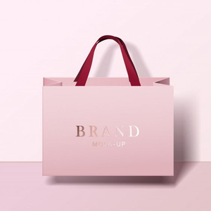 High Quality Cute Pink Reusable Shopping <b>Bag</b> Luxury <b>Gold</b> Foil Logo on Coated Cardboard Excellent Quality Gift <b>Bag</b> - Product Image 3