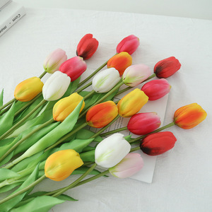 Flores Artificiales de Tulipán de Goma Suave Ice Storm, Blancas, Naranjas, Rosas, Rojas, Amarillas, Rojo Rosa, Moradas, Decoraciones para Bodas y Hogar - Product Image 1