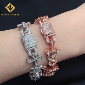 Nouveauté Bijoux Hip Hop Argent Sterling 925 Testé au Diamant Glace Croix Infinie Lien Moissanite Bracelet Cubain - Product Image 5