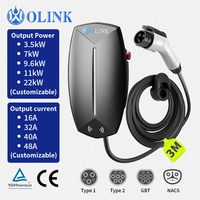 Borne de recharge murale pour véhicule électrique OLINK AC EVSE 32A avec contrôle par application, compatible GBT NACS Niveau 2, 7kW