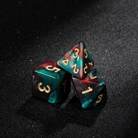 Jeu de dés polyédriques D6 personnalisés bicolores et colorés pour adultes, en acrylique de précision de 16 mm avec numéros dorés