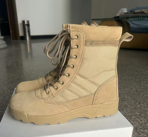 รองเท้าบูทหนังวัวกลับแบบดีเซิร์ท รุ่น TSB09 ไม่มีซิป สีแทน-ดำ รองเท้าคอมแบทแบบสั่งทำพิเศษ - Product Image 5