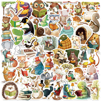 50 autocollants en vinyle imperméables en PVC à motifs d'animaux de dessin animé pour la lecture, le graffiti DIY, la décoration d'ordinateurs portables, de guitares et de bagages pour adolescents et adultes