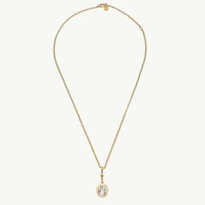 Collar con colgante de acero inoxidable chapado <span class=keywords><strong>en</strong></span> oro de 18 quilates, conjunto de joyas esmaltadas, collar con colgante con patrón de circón y corazón de flor de lazo - Product Image 3