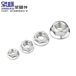 Écrou à bride JINBIAO M3 M4 M5 M6 M8 M10 M12 M14, en acier au carbone zingué, antidérapant, à verrouillage hexagonal - Product Image 1