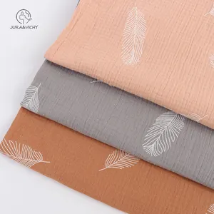 中国工厂新款印花羽毛100% 棉双层纱布襁褓毯睡衣