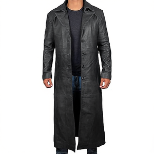 Winter Use Oversized Fashion Leather Coat Slim Fit Solid Color 2025 Leather Coat For Men Solid Color - Product Image 1