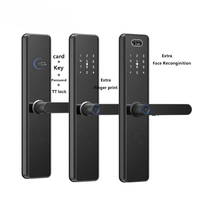 NOUVEAU Serrure de porte intelligente WIFI TTlock/Tuya avec caméra et reconnaissance biométrique d'empreintes digitales, reconnaissance faciale 3D, déverrouillage par serrure de porte numérique en aluminium
