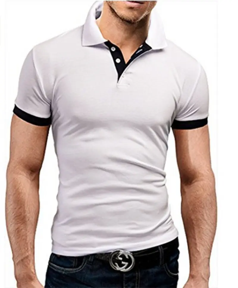 Camiseta polo de mangas curtas estampada personalizada, várias cores, slim, para homens