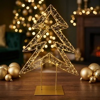 Sapin de Noël LED avec fil de cuivre blanc chaud, arbre doré avec base en métal détachable pour la décoration des fêtes et de la maison