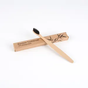 도매 맞춤형 로고 대나무 홀더 새겨진 로고 여행 호텔 나무 칫솔 - Product Image 1