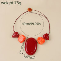 Collier Statement Audacieux en Résine pour Femme, Collier Pendentif Perlé Rouge Orange Surdimensionné, Colliers Bib Chunky, Bijoux en Gros