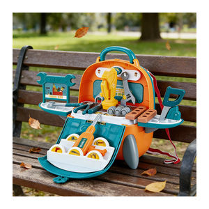 Construction Tool Set Kids Engineer Toy Drill <b>Wooden</b> Workbench <b>Toolbox</b> Pretend Play Motor Skills Educational Learning Toy - Product Image 2