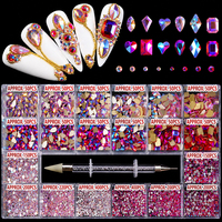 Strass en plastique multicolores pour ongles, boîte de 21 compartiments, formes variées, 3D, pour une prise facile, décoration d'ongles pour usage en salon