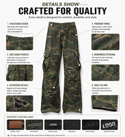 Pantalon cargo pour homme, streetwear, camouflage, effet usé, jambe large, coton, poche latérale, logo personnalisé pour marque de vêtements, OEM ODM, commande en gros, fourniture