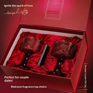 Muse Rose Scented <b>Candle</b> Gift Set 2Pcs <b>Red</b> Glass Goblet <b>Candles</b> With Gift Bag For Wedding Valentine Gift - Product Image 3