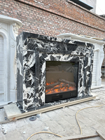 Cheminée en marbre noir de conception moderne classique sculptée à la main en pierre naturelle pour la décoration intérieure