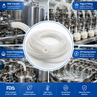 Tuyau en silicone de qualité alimentaire à diamètre lisse pour le transfert de lait, résistant aux hautes températures, nettoyage à la vapeur pour la transformation laitière et la production de yaourt
