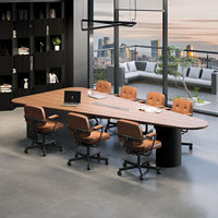 Table de conférence en bois massif HYZ-202X, bureau moderne minimaliste incurvé, forme alien, luxe léger, coins arrondis créatifs