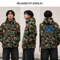 Vestes à capuche zippées en polaire Sherpa camouflage personnalisées pour hommes, avec broderie artistique, style streetwear, manteaux, fabricant de vêtements personnalisés