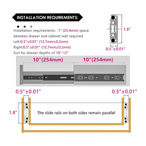 15.048 Trượt Ngăn Kéo Bằng Kim Loại Màu Đen Dạng Ống Lồng Chịu Lực Nặng Trượt Ngăn Kéo Ổ Bi Đóng Mềm Trượt Ngăn Kéo 22 Inch - Product Image 6