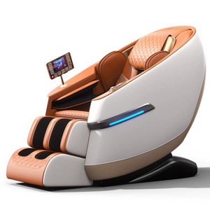 <b>Smart</b> Massage Chair Full Body 4D Robotic Hand SL Rail PU Leather White Orange Home Use - Product Image 4