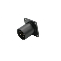 Conector Macho Cuadrado Negro Plateado BB-2590 para Montaje en Panel, para Enchufe SC-C-179495, Carcasa de Aluminio, Corriente Nominal de 6A