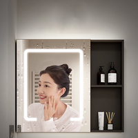 Ensemble de meubles de salle de bain en aluminium, lavabo en céramique blanc laiteux antirouille, miroir LED, armoire murale de rangement pour projet hôtelier