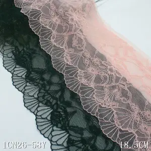 China Fancy Lingerie Accessories Lace Trim Bistratal Mesh Pink Green Embroidered Lace For Women Dress
