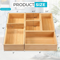 Boîtes de rangement en bambou naturel personnalisées, multifonctionnelles, pour outils de maquillage, vaisselle, cuisine, salle à manger, bureau