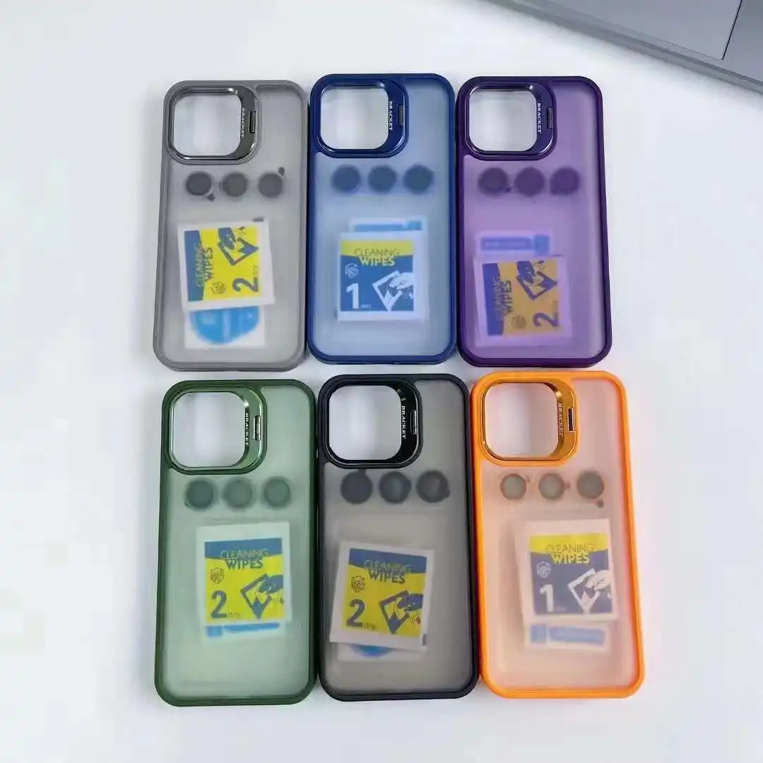 Transparent Camera Lens Protector With Holder Phone Case Anti-Shock PC Cell Case for iphone 15 pro max 14 13