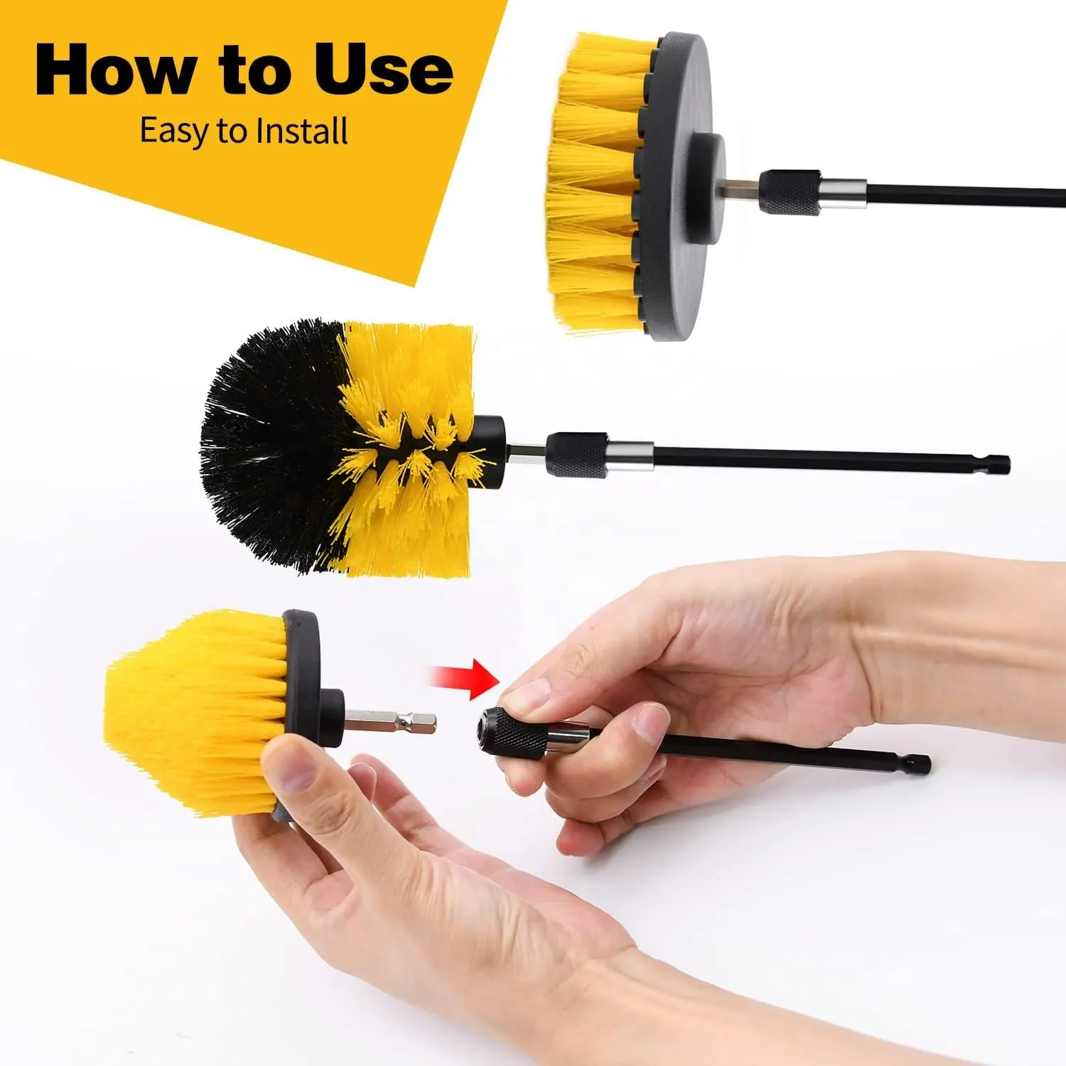 Hot Selling Auto Detailing Brush Drill Clean Brush Set Cleaning Tools Drill Brush Set