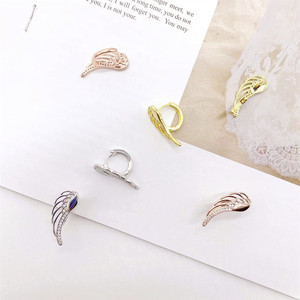 Angel Wings <b>Stud</b> <b>Earrings</b> Golden Silver Rose Gold Zirconia Channel Setting Party Fashion Jewelry - Product Image 3
