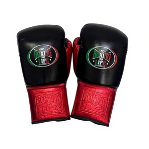 No Boxing No Life Guantes de Boxeo Personalizados Rojos y Negros para Adultos, Transpirables, Antideslizantes, con Cierre de Cordones en los Dedos, de Cuero Vacuno Genuino - Product Image 4