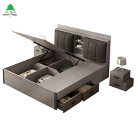 Meuble de lit multifonction Double couche avec tiroirs de rangement, en bois de noyer, design, boîte en bois