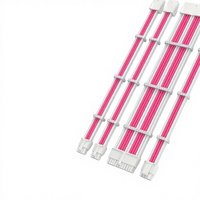 Pink White Black Braided Copper Computer Extension Cable 24Pin CPU 8Pin Graphics Card