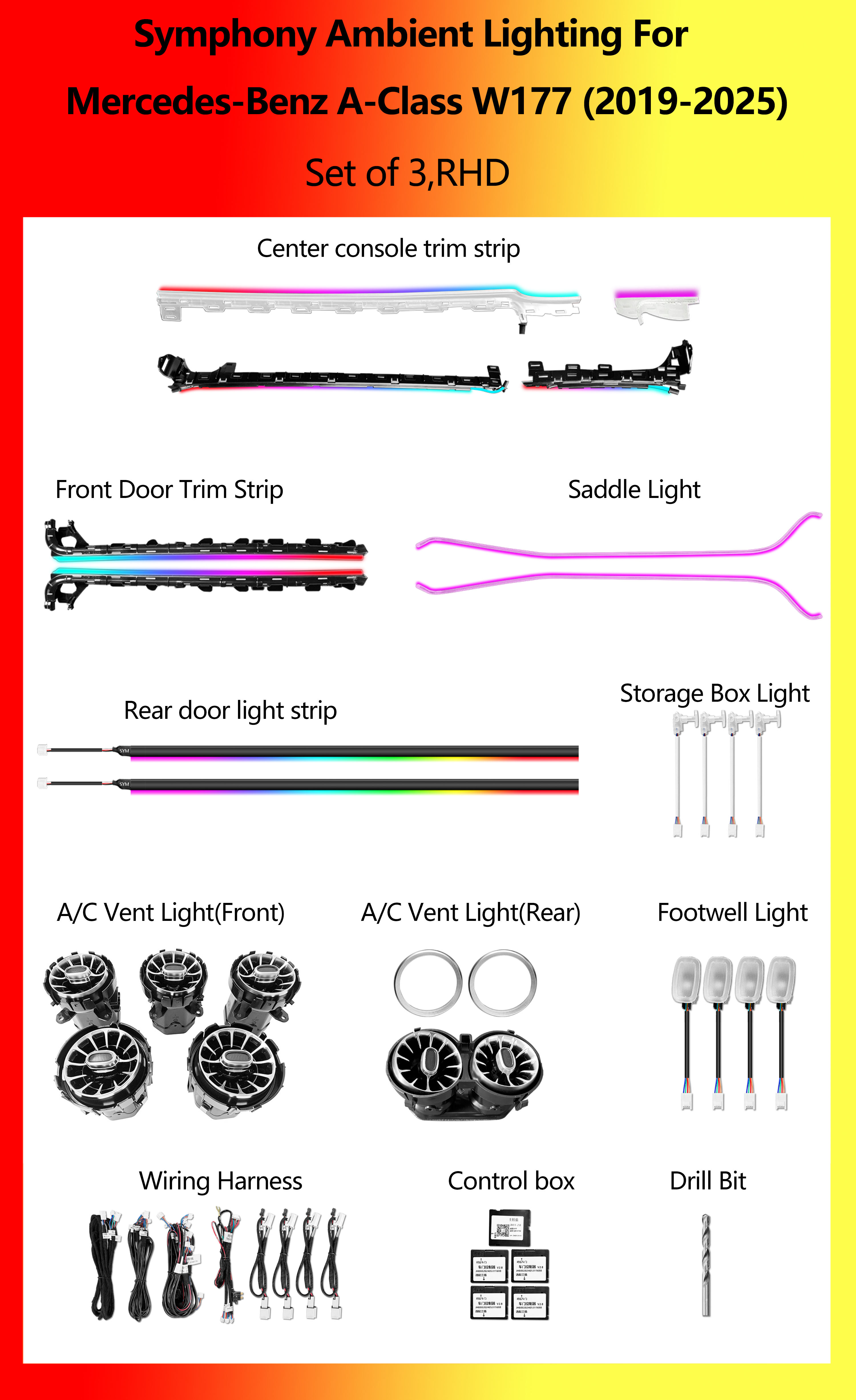 Mercedes-Benz A-Class W177 (พวงมาลัยขวา) ชุด 3 ชิ้น