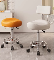 Tabouret de selle en cuir avec hauteur réglable et fonction de massage pour salon, barbier, hôpital