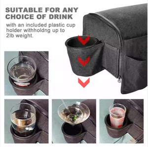 Hot Wholesale Recliner Chair Armrests Storage <b>Bag</b> with Detachable Tray PU Sofa Chair Armrest Caddy Sofa Side Hanging <b>Bag</b> - Product Image 5