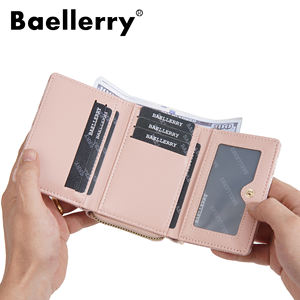 短い財布女性用かわいい卸売小さなカスタム財布ボタンと金属ジッパーPUレザー中国工場供給 - Product Image 4